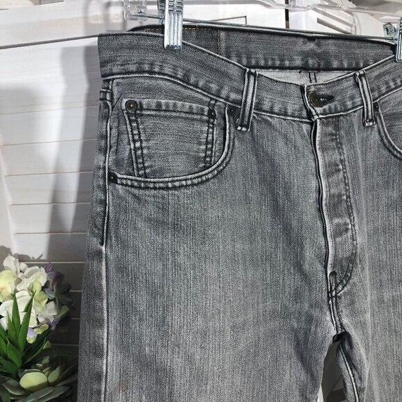 Vintage Levi's 501 Gray Jeans Straight Leg 34 x 34 - Picture 3 of 11